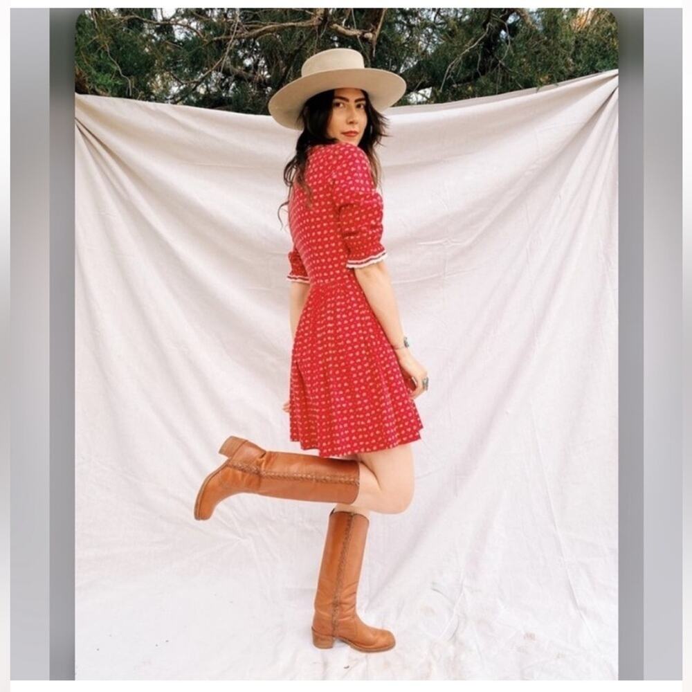 Frye Vintage braided 8546 Sabrina Knee High Tan Brown Boots size 5.5 - Picture 2 of 8